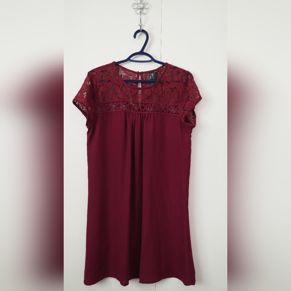 Trixxi Burgundy Lace Mini Dress